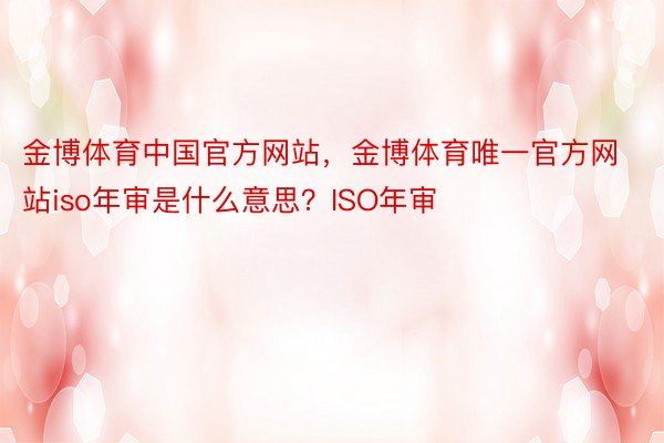 金博体育中国官方网站，金博体育唯一官方网站iso年审是什么意思？ISO年审