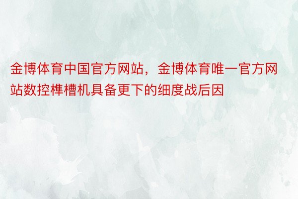 金博体育中国官方网站，金博体育唯一官方网站数控榫槽机具备更下的细度战后因