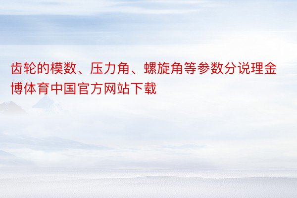 齿轮的模数、压力角、螺旋角等参数分说理金博体育中国官方网站下载