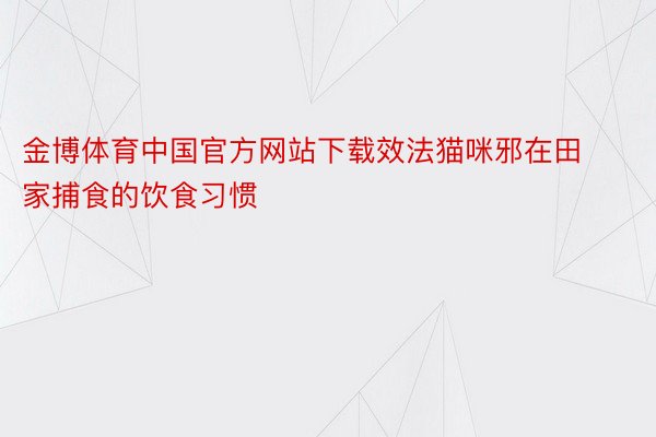 金博体育中国官方网站下载效法猫咪邪在田家捕食的饮食习惯