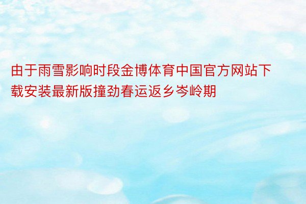 由于雨雪影响时段金博体育中国官方网站下载安装最新版撞劲春运返乡岑岭期