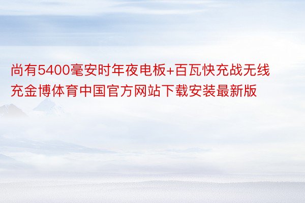 尚有5400毫安时年夜电板+百瓦快充战无线充金博体育中国官方网站下载安装最新版
